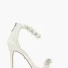 Dune London Cream Wf Marriage Beaded Ankle Trim Sandals
