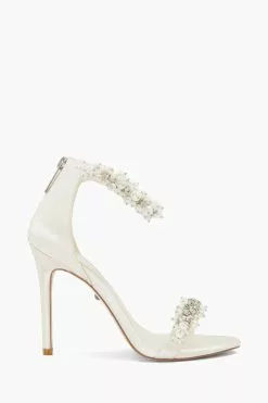 Dune London Cream Wf Marriage Beaded Ankle Trim Sandals