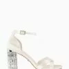 Dune London Cream Malena Crystal Block Heel Sandals -Style Sole Zone 401989s