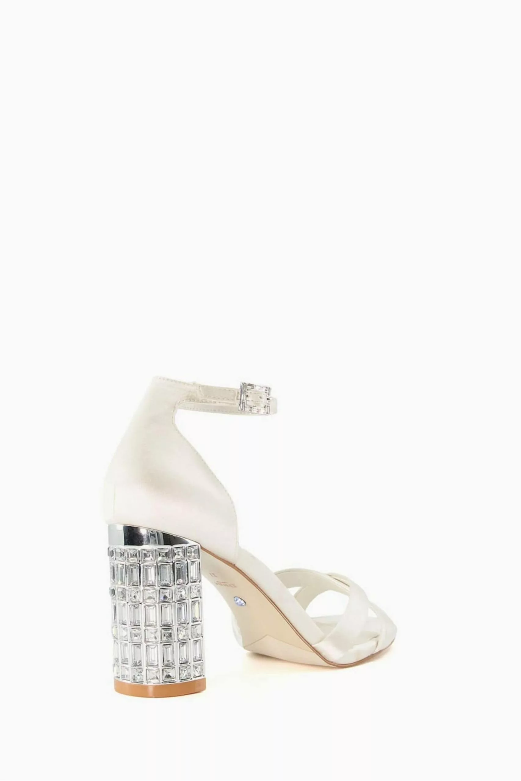 Dune London Cream Malena Crystal Block Heel Sandals 5 Dune London Cream Malena Crystal Block Heel Sandals - Image 3