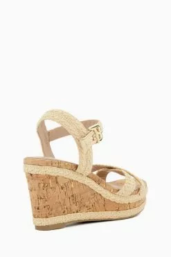 Dune London Natural Kelisa Braided Upper High Wedge Heel Sandals -Style Sole Zone 443631s3