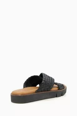 Dune London Lexey Woven Black Cross Strap Sandals -Style Sole Zone 453287s3