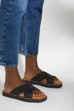 Dune London Lexey Woven Black Cross Strap Sandals -Style Sole Zone 453287s5