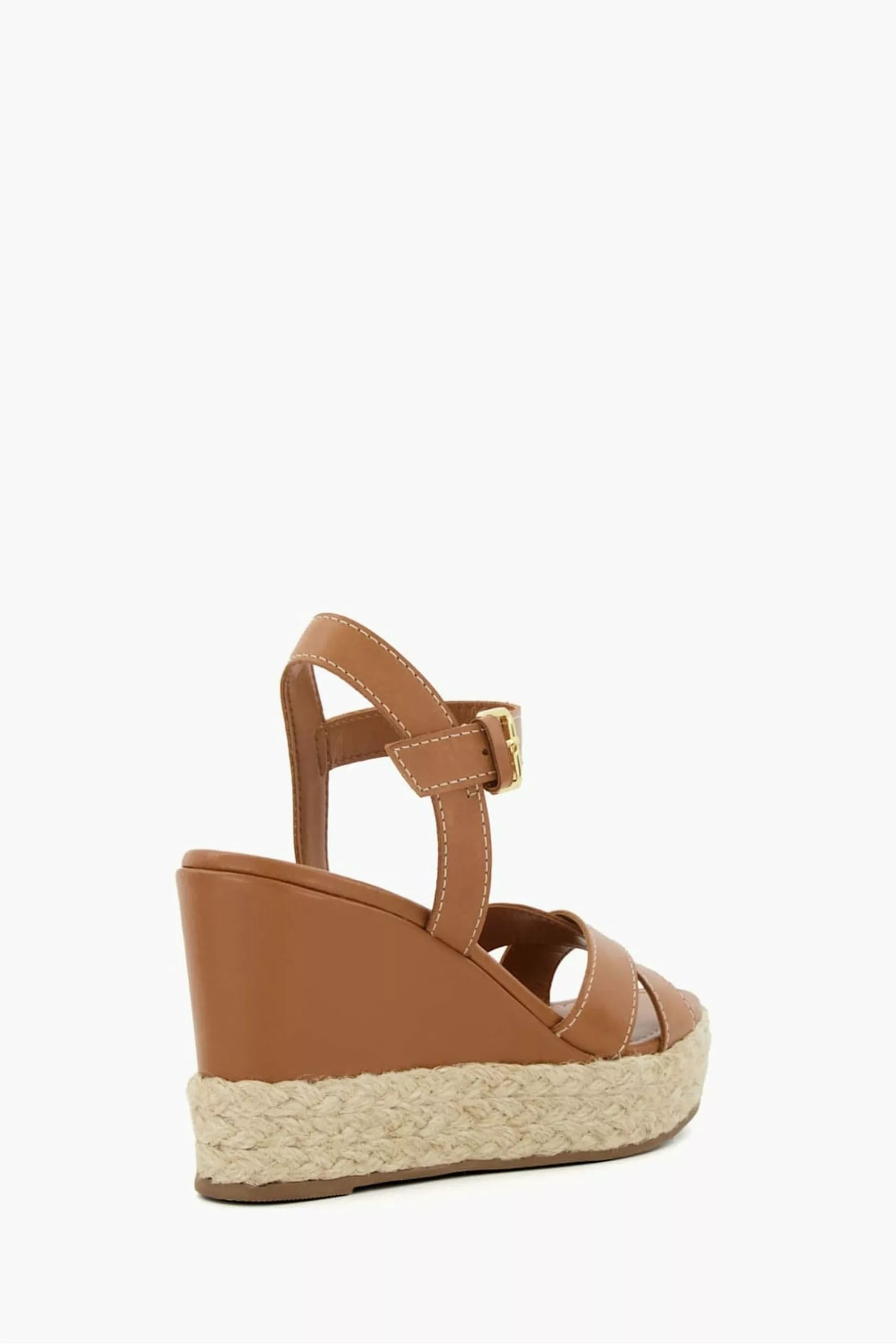 Dune London Kind Brown Cross Strap Covered Wedge Sandals 5 Dune London Kind Brown Cross Strap Covered Wedge Sandals - Image 3
