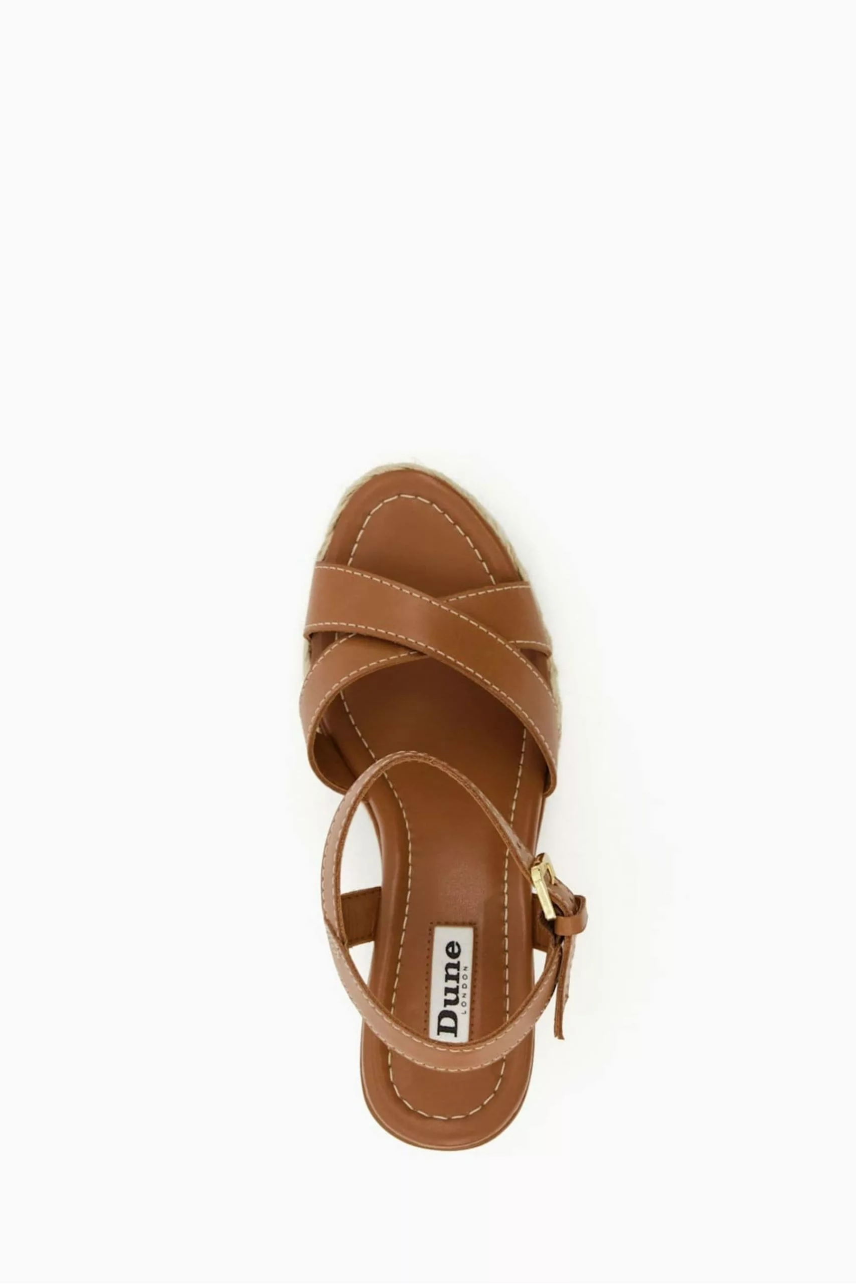 Dune London Kind Brown Cross Strap Covered Wedge Sandals 6 Dune London Kind Brown Cross Strap Covered Wedge Sandals - Image 4