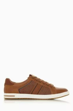 Dune London Tan True Stripe Panel Trainers