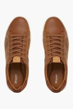 Dune London Tan True Stripe Panel Trainers -Style Sole Zone 524086s3