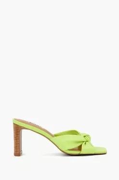 Dune London Green Maize Soft Knot Stacked Mules