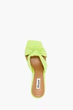 Dune London Green Maize Soft Knot Stacked Mules -Style Sole Zone 529411s6