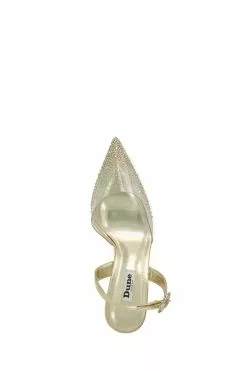 Dune London Gold Central Diamante Perpsex Slingback Shoes -Style Sole Zone 533402s4
