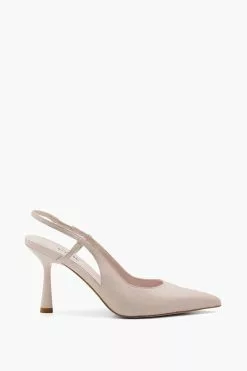 Dune London Cream Cabanna Oval Sprayed Heel Slingback Courts
