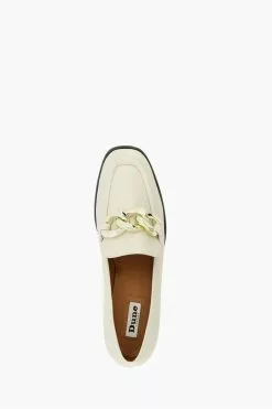 Dune London Cream Glimpse Chunky Chain Block Heel Loafers -Style Sole Zone 535700s4