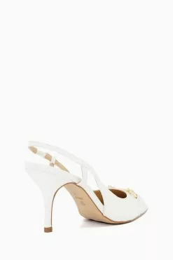 Dune London Click Snaffle Point White Slingback Sandals -Style Sole Zone 545991s3