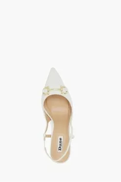Dune London Click Snaffle Point White Slingback Sandals -Style Sole Zone 545991s4