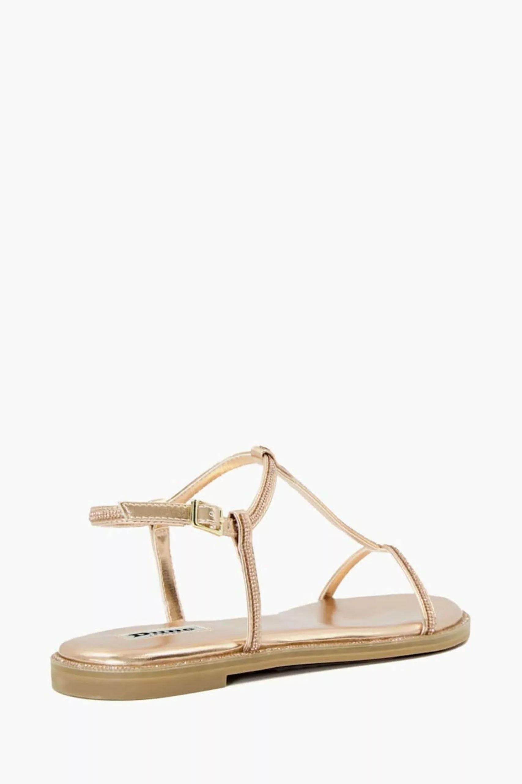 Dune London Natural Narrate Diamante Rand T-Bar Sandals 5 Dune London Natural Narrate Diamante Rand T-Bar Sandals - Image 3