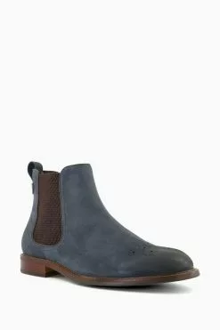 Dune London Blue Clicker Brogue Toe Chelsea Boots -Style Sole Zone 570072s3