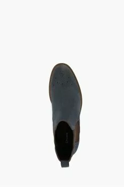 Dune London Blue Clicker Brogue Toe Chelsea Boots -Style Sole Zone 570072s4