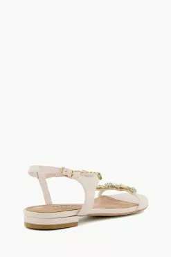 Dune London Cream Nissa Opal Tbar Flat Sandals -Style Sole Zone 576620s3