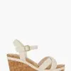 Dune London Kelisa Braided Upper High Wedge Heel White Sandals -Style Sole Zone 585319s