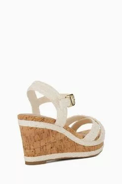Dune London Kelisa Braided Upper High Wedge Heel White Sandals -Style Sole Zone 585319s3