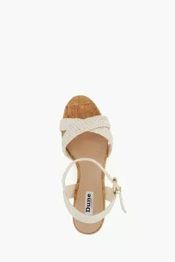 Dune London Kelisa Braided Upper High Wedge Heel White Sandals -Style Sole Zone 585319s4