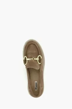 Dune London Brown Gazed Cleated Flare Heel Loafers -Style Sole Zone 590276s4