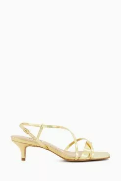 Dune London Gold Madely Asymmetric Strappy Sandals