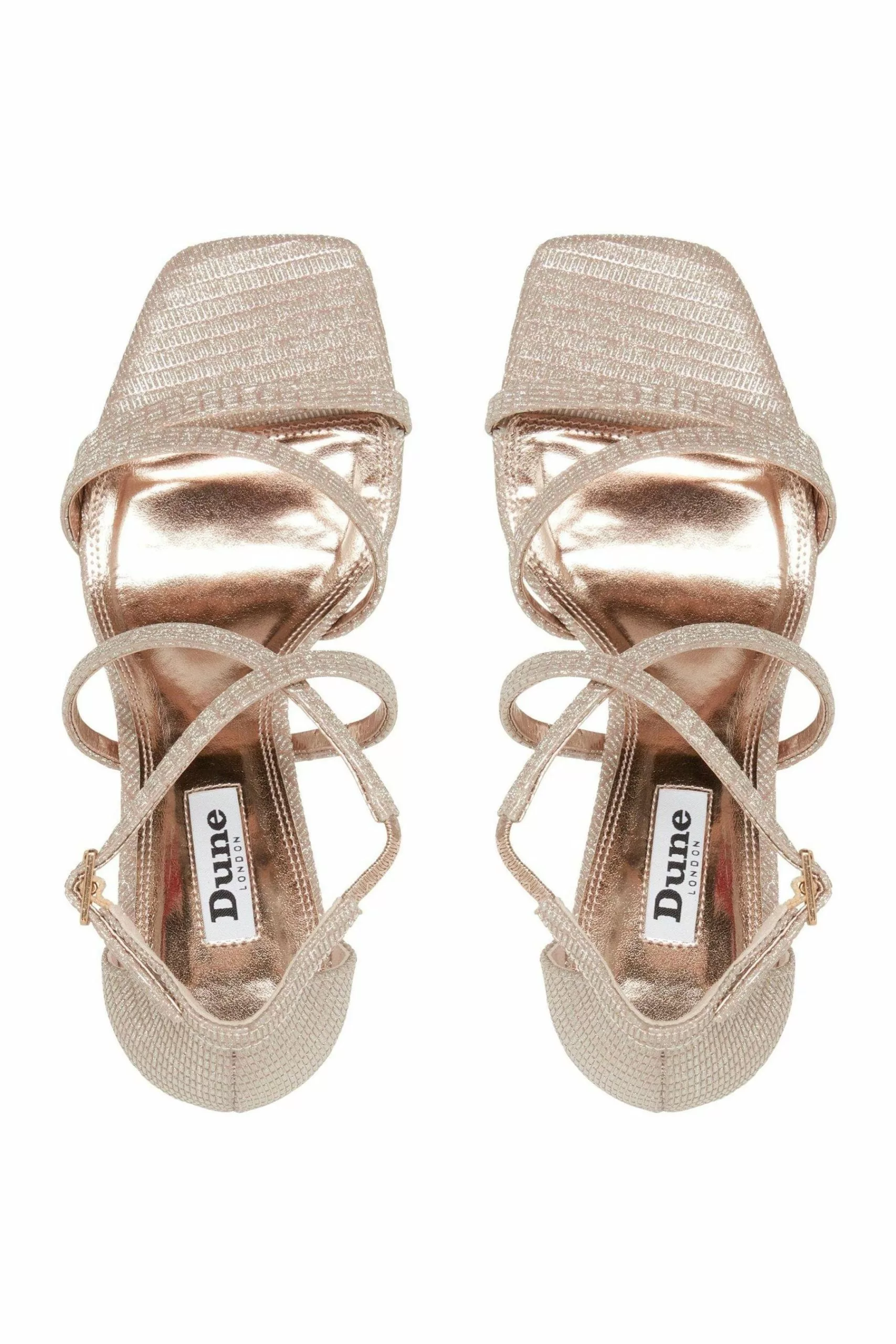Dune London Metallic Musical Square Natural Toe High Heel Sandals 6 Dune London Metallic Musical Square Natural Toe High Heel Sandals - Image 4