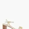 Dune London Gold Jessie Branded Buckle Block Heels -Style Sole Zone 635342s