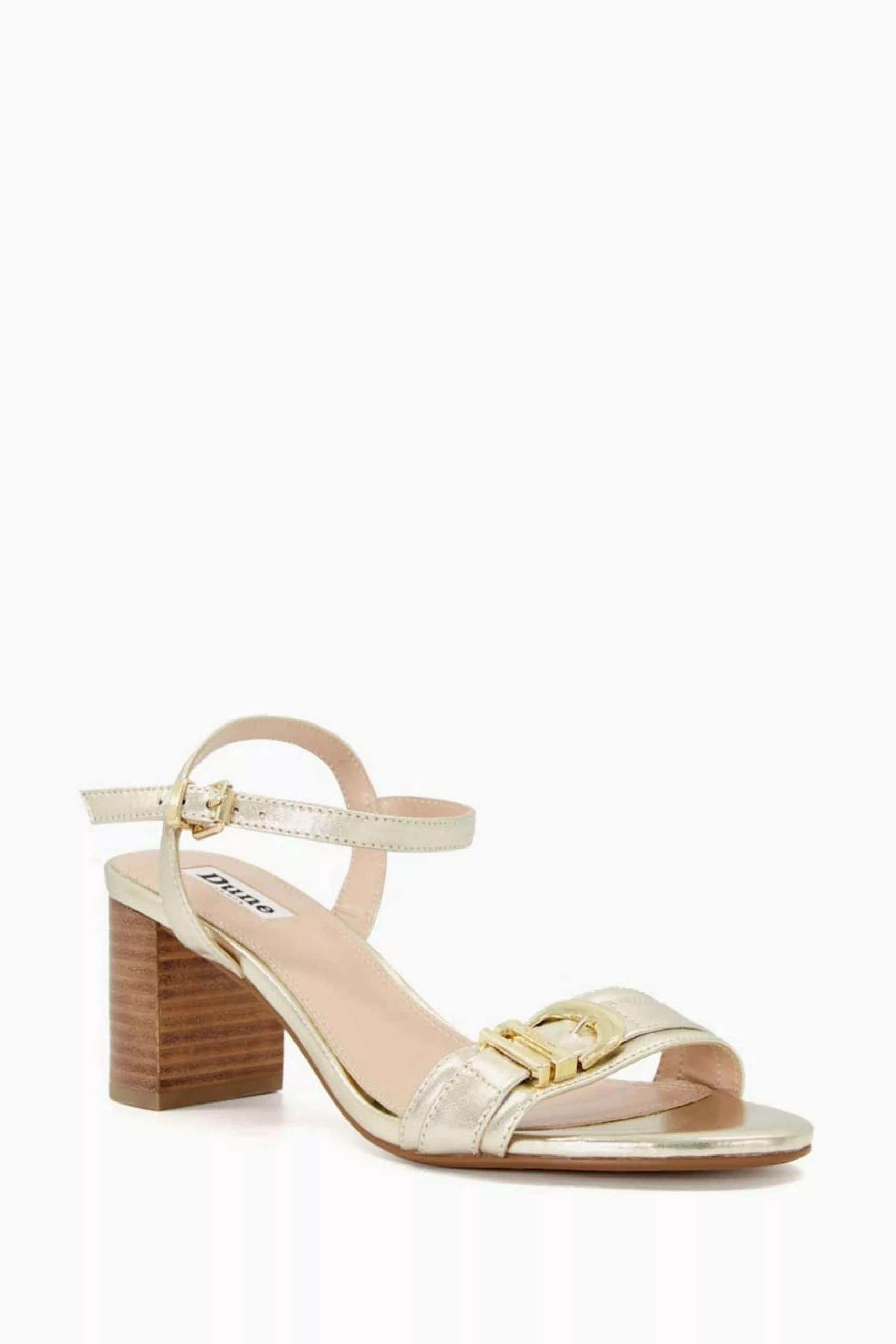 Dune London Gold Jessie Branded Buckle Block Heels 4 Dune London Gold Jessie Branded Buckle Block Heels - Image 2