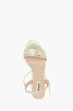 Dune London Gold Jessie Branded Buckle Block Heels 9 Dune London Gold Jessie Branded Buckle Block Heels -Style Sole Zone 635342s4