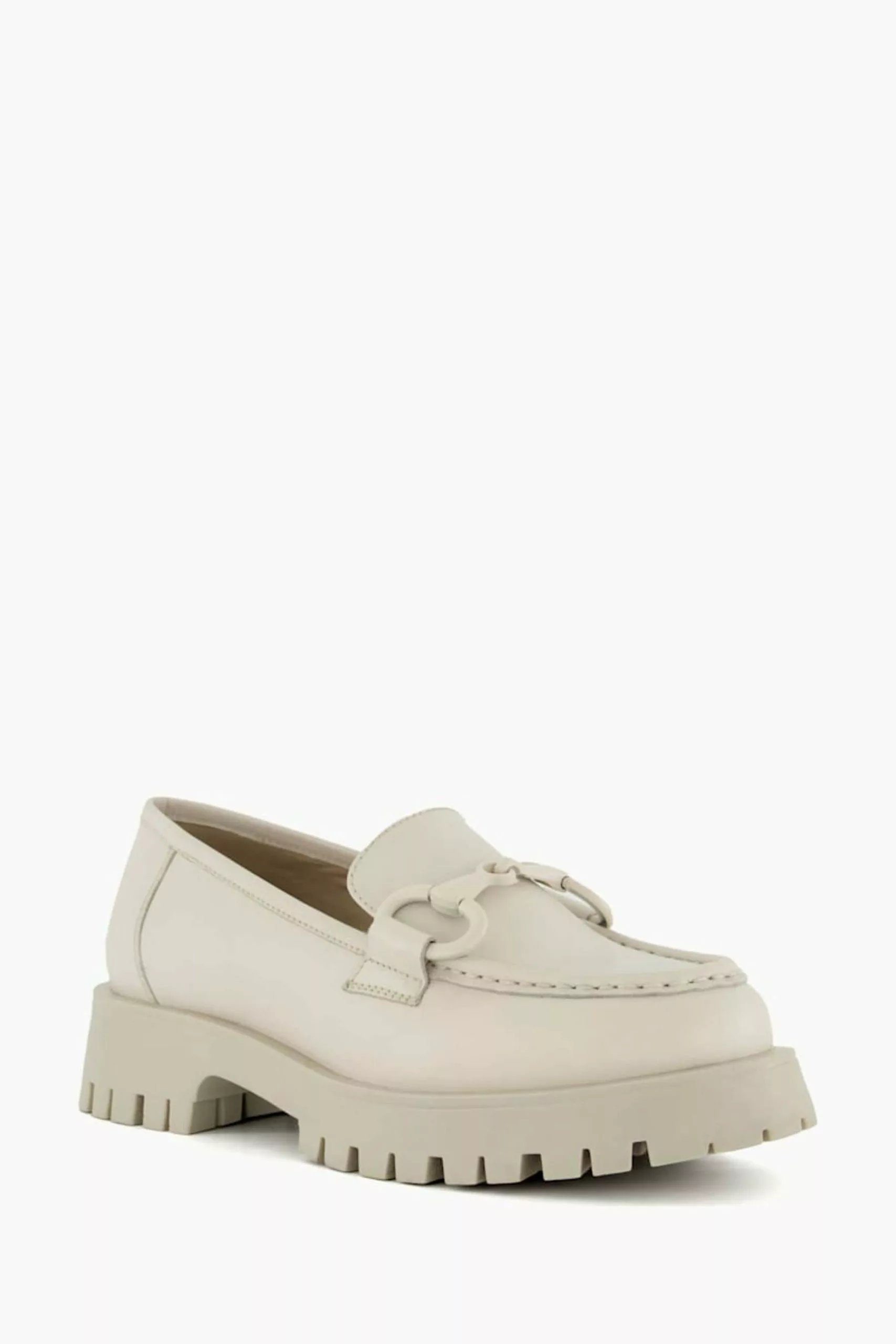 Dune London White Gazed Cleated Flare Heel Loafers 3 Dune London White Gazed Cleated Flare Heel Loafers