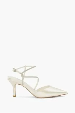 Dune London Cream Clarrise Diamante Strap Open Courts