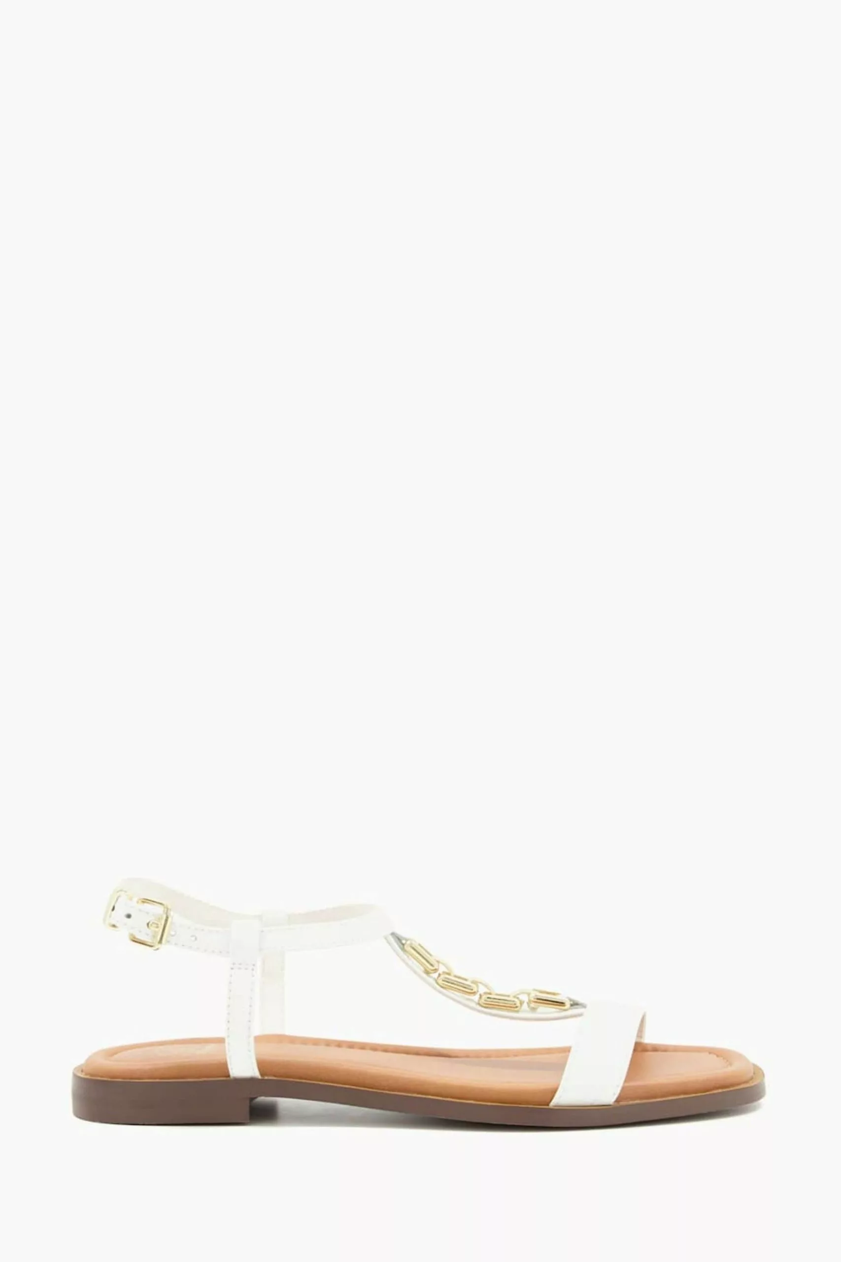 Dune London Lotty White Chain T Bar Flat Sandals 3 Dune London Lotty White Chain T Bar Flat Sandals