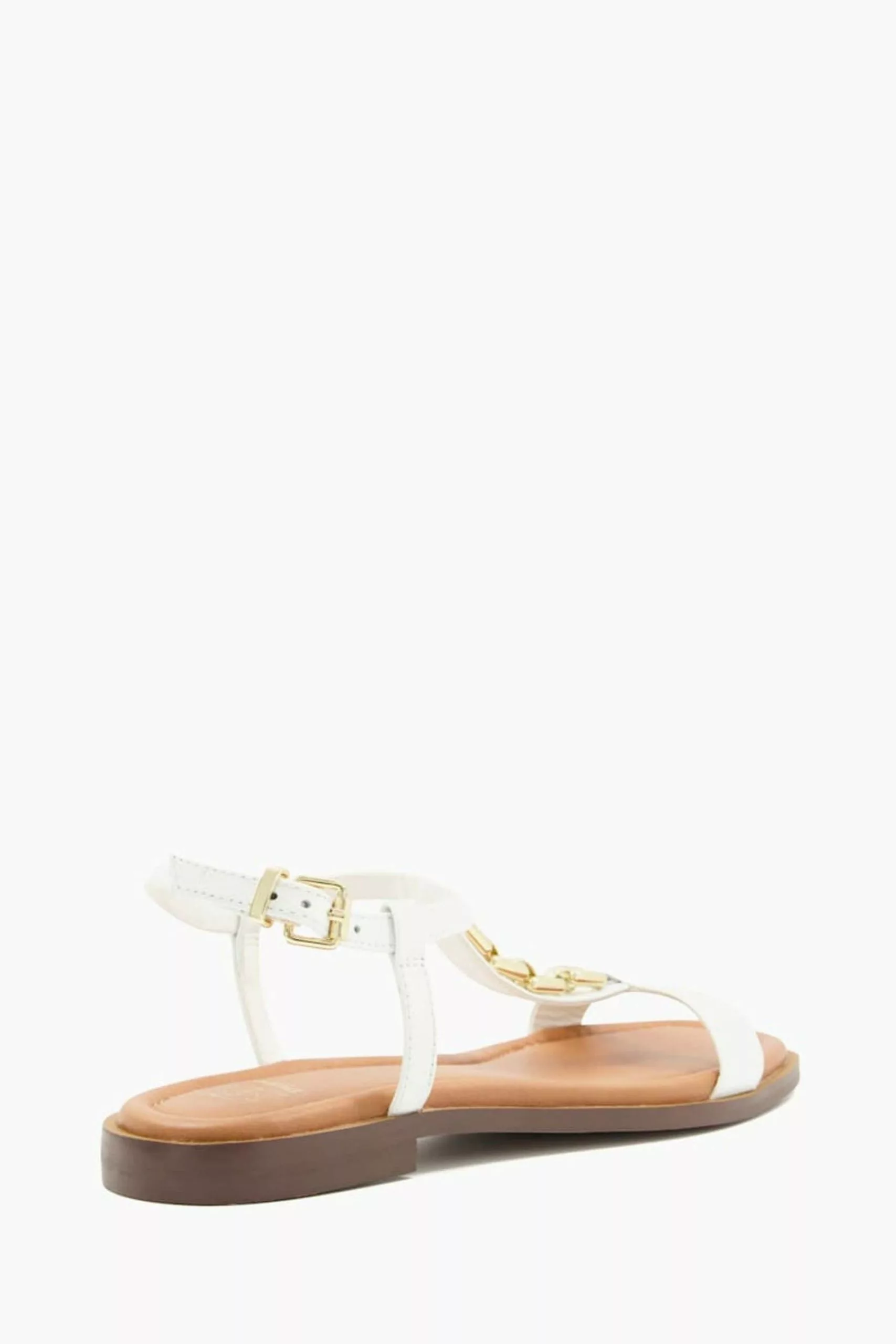 Dune London Lotty White Chain T Bar Flat Sandals 5 Dune London Lotty White Chain T Bar Flat Sandals - Image 3