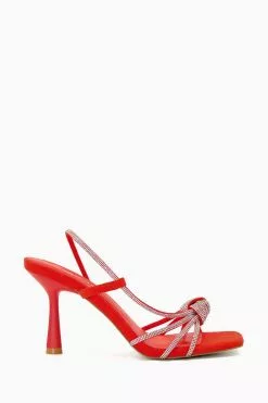 Dune London Orange Meta Sprayed Crystal Heel Sandals