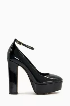 Dune London Artist Black Platform Court Shoes