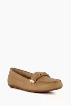 Dune London Geanna Plait Detail Brown Moccasins -Style Sole Zone 715912s3