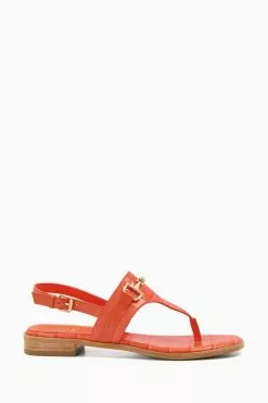Dune London Orange Lexley Toe Post Snaffle Sandals