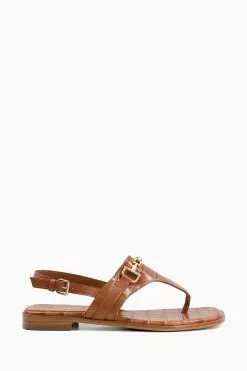 Dune London Lexley Toe Post Brown Snaffle Sandals
