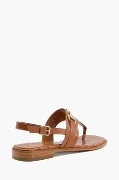 Dune London Lexley Toe Post Brown Snaffle Sandals -Style Sole Zone 763980s3