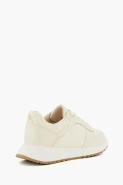 Dune London Cream Emelias Raffia Runner Trainers -Style Sole Zone 789255s3