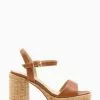 Dune London Jodi Platform Block Heel Brown Sandals
