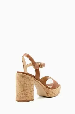Dune London Jodi Platform Block Heel Brown Sandals -Style Sole Zone 789964s3