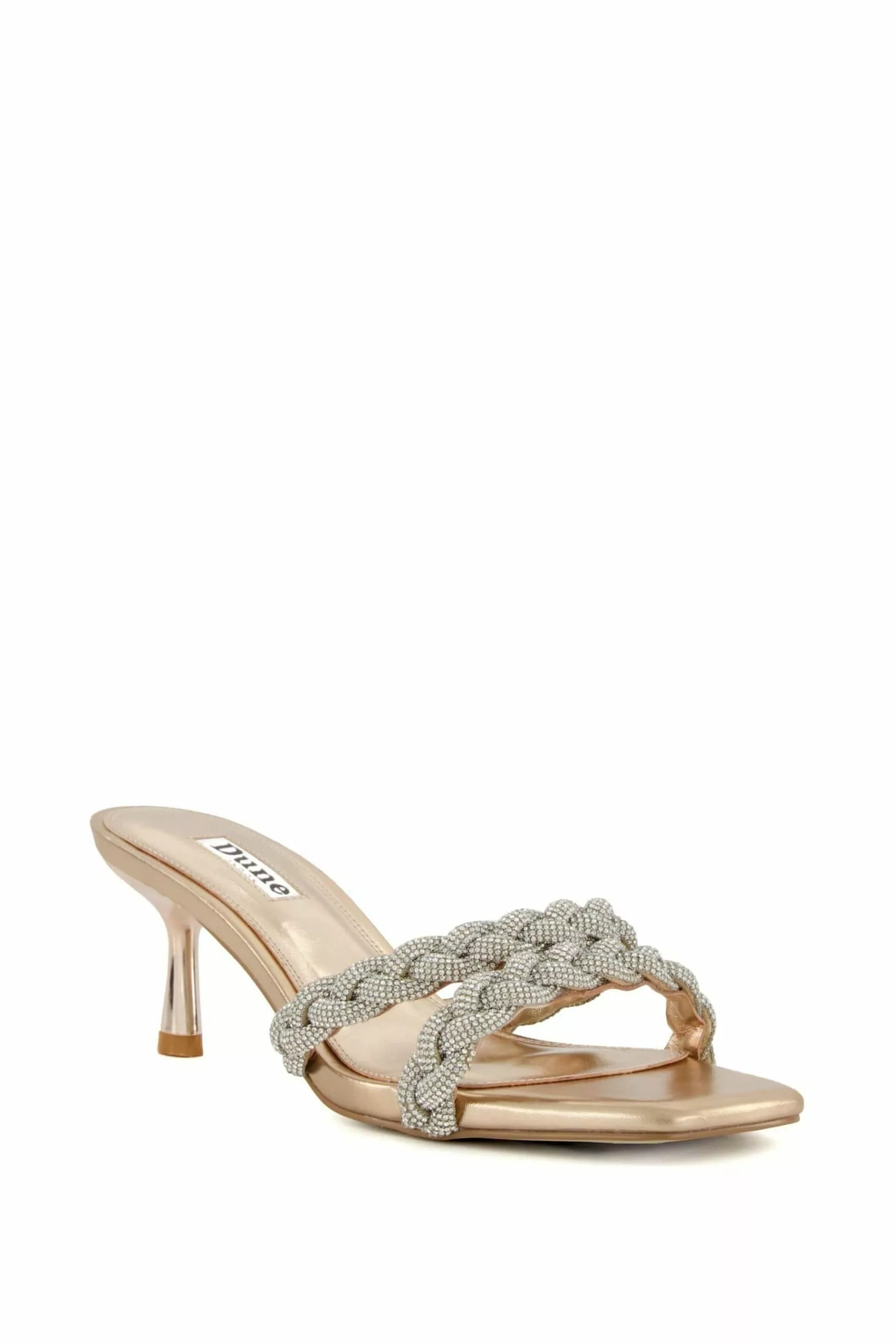 Dune London Natural Metallic Double Diamante Plait Heels 4 Dune London Natural Metallic Double Diamante Plait Heels - Image 2