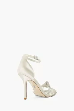 Dune London Cream Morella Crystal Knot Sandals -Style Sole Zone 848333s3