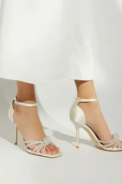 Dune London Cream Morella Crystal Knot Sandals -Style Sole Zone 848333s5