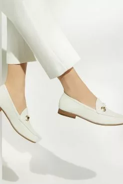 Dune London White Grandeur Snaffle Slim Sole Loafers -Style Sole Zone 940386s5