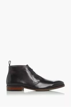 Dune London Black Marvinn Smart Chukka Lace-Up Boots