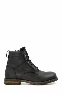 Dune London Cromford Plain Toe Stitch Black Deta Boots